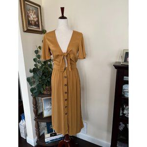 Mimi Chica Mustard Button-Down Dress